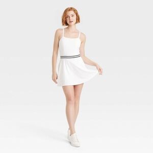 All in Motion White Mini Dress with Black Accent
